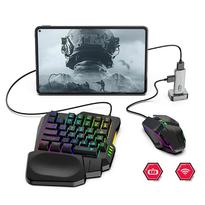 Wireless Bluetooth gaming keyboard and mouse combo 5-in-1 for mobile FPS gaming PUBG support Android and iOS devices